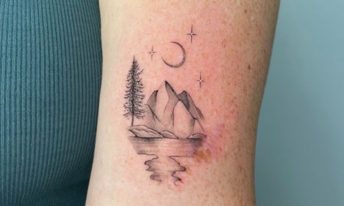 Fine Line Mountain Scene