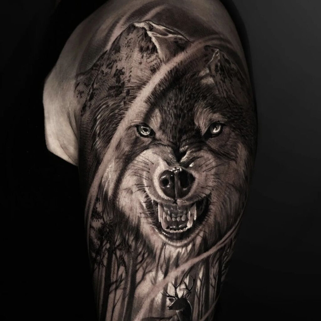 Realism Wolf Tattoo