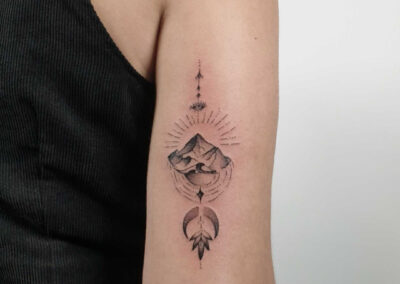 Fine Line Geometric Nature Tattoo idea