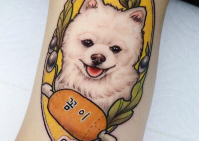 Neo Traditional Puppy Portrait Tattoo