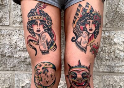 Traditional Kneecap Tattoo