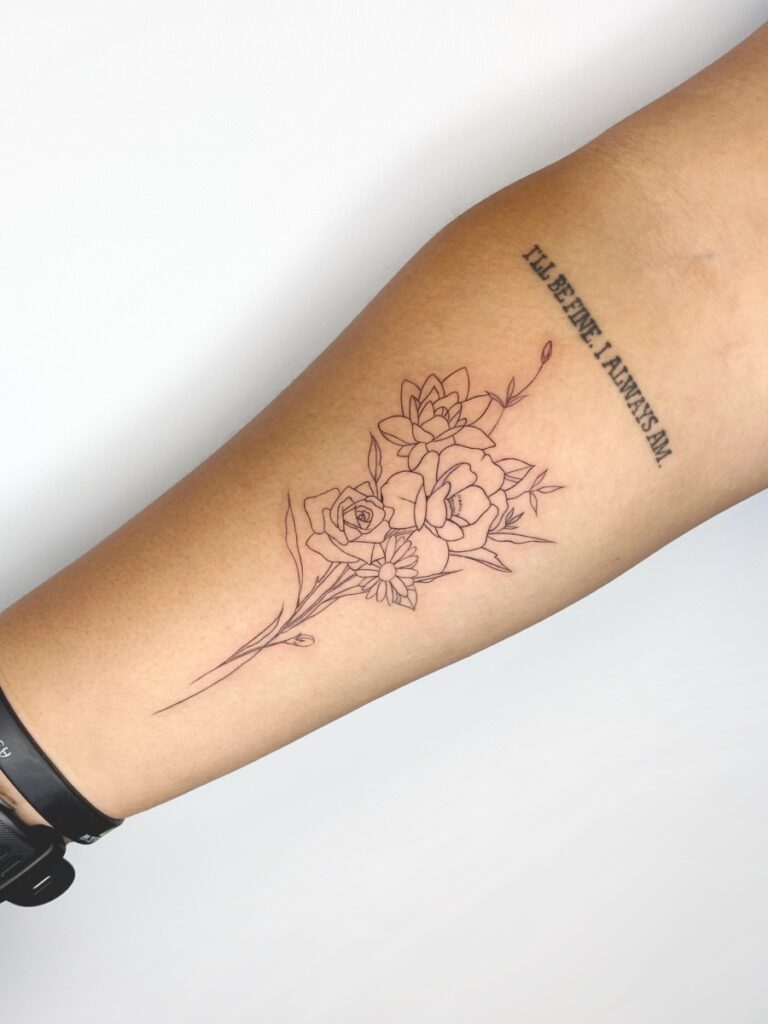 Mantle Tattoo_downtown Los Angeles_delicate tattoo_flower bouquet