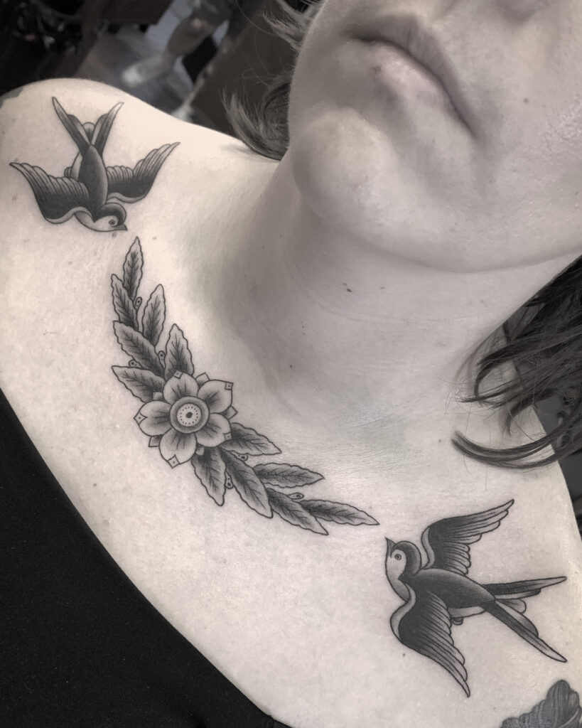 traditional flowers tattoo