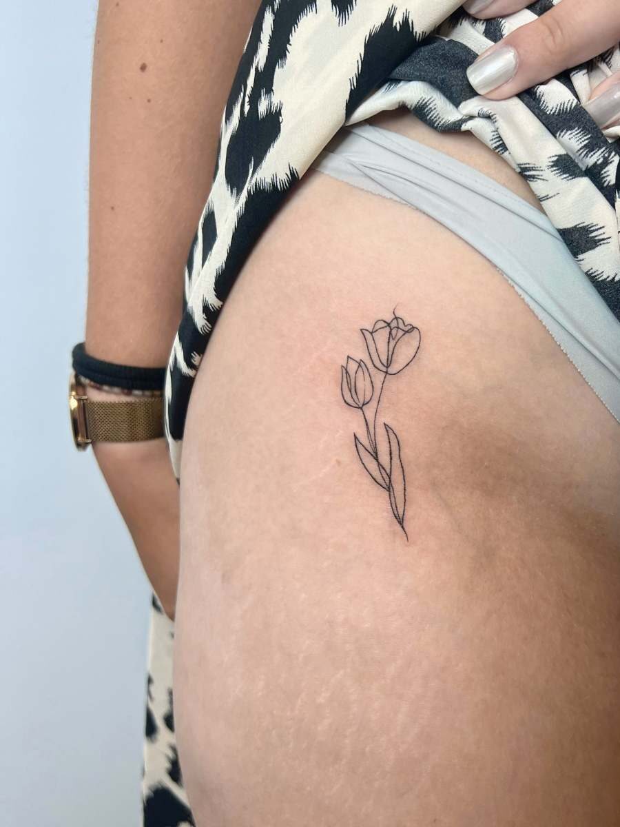 Rose tattoo, hip tattoo, delicate tattoo